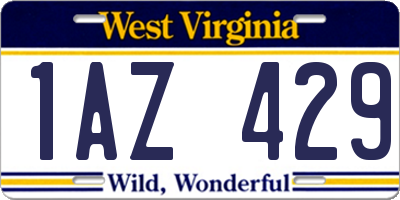 WV license plate 1AZ429
