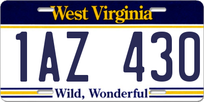 WV license plate 1AZ430