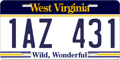 WV license plate 1AZ431