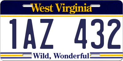 WV license plate 1AZ432