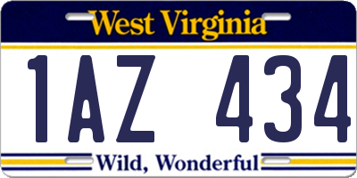 WV license plate 1AZ434