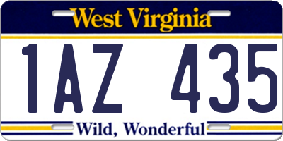 WV license plate 1AZ435