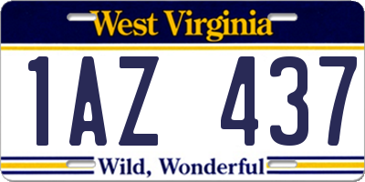 WV license plate 1AZ437