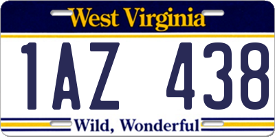 WV license plate 1AZ438
