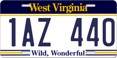 WV license plate 1AZ440