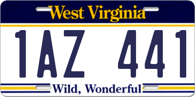 WV license plate 1AZ441