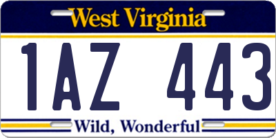 WV license plate 1AZ443