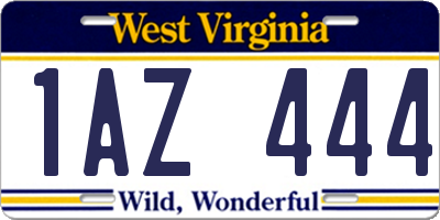 WV license plate 1AZ444