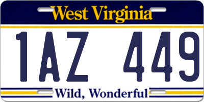 WV license plate 1AZ449