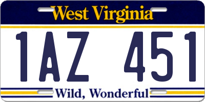 WV license plate 1AZ451