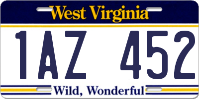 WV license plate 1AZ452