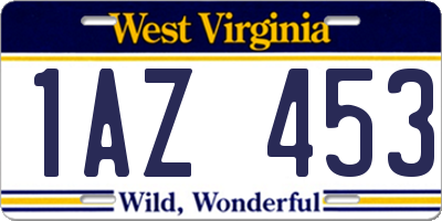 WV license plate 1AZ453