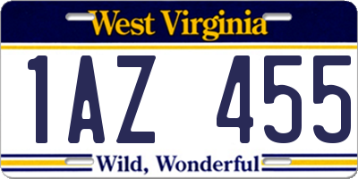 WV license plate 1AZ455