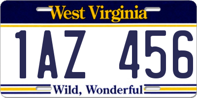 WV license plate 1AZ456