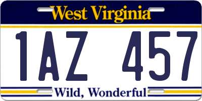 WV license plate 1AZ457