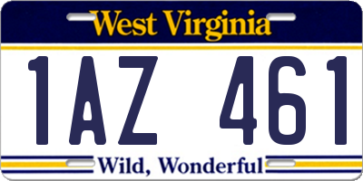 WV license plate 1AZ461