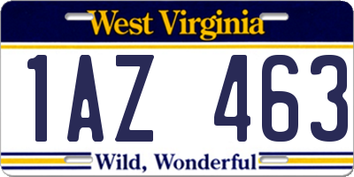 WV license plate 1AZ463