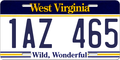 WV license plate 1AZ465