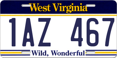 WV license plate 1AZ467
