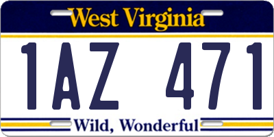 WV license plate 1AZ471