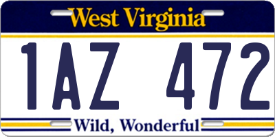 WV license plate 1AZ472