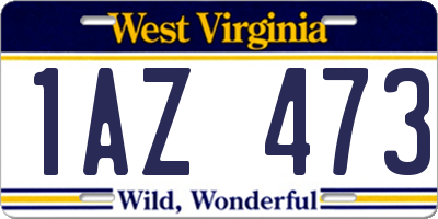 WV license plate 1AZ473