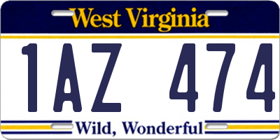 WV license plate 1AZ474