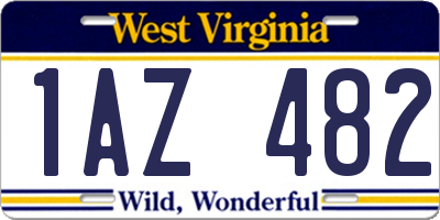 WV license plate 1AZ482