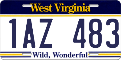 WV license plate 1AZ483