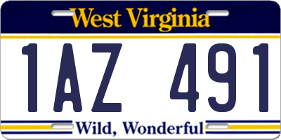 WV license plate 1AZ491