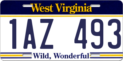 WV license plate 1AZ493