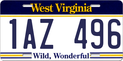 WV license plate 1AZ496