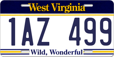 WV license plate 1AZ499