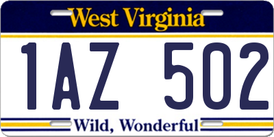 WV license plate 1AZ502