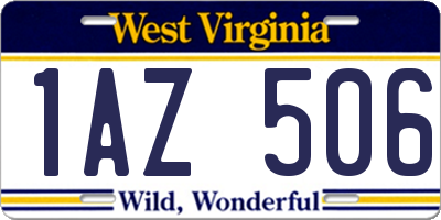 WV license plate 1AZ506