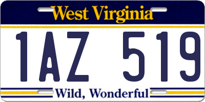 WV license plate 1AZ519