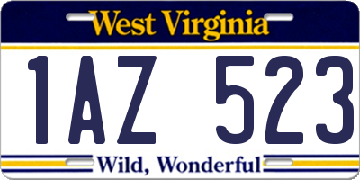 WV license plate 1AZ523