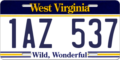 WV license plate 1AZ537