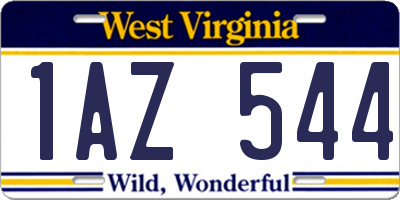 WV license plate 1AZ544