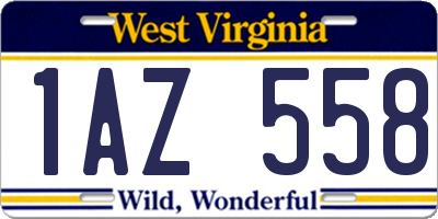 WV license plate 1AZ558