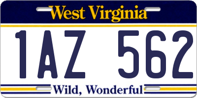 WV license plate 1AZ562