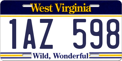 WV license plate 1AZ598