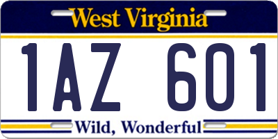 WV license plate 1AZ601