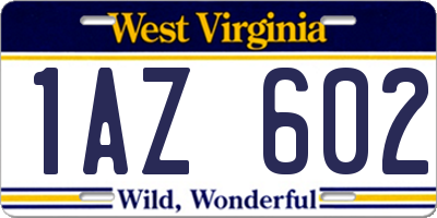 WV license plate 1AZ602