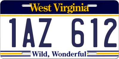 WV license plate 1AZ612