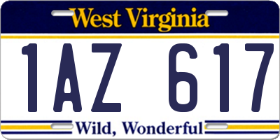 WV license plate 1AZ617