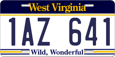 WV license plate 1AZ641