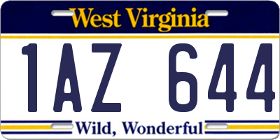 WV license plate 1AZ644