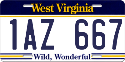 WV license plate 1AZ667