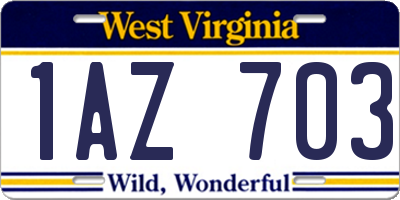 WV license plate 1AZ703